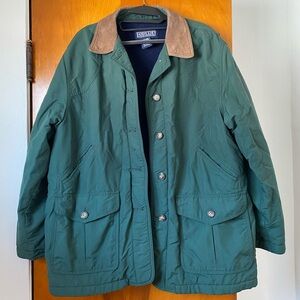 Lands' End Green Barn Jacket with Brown Collar